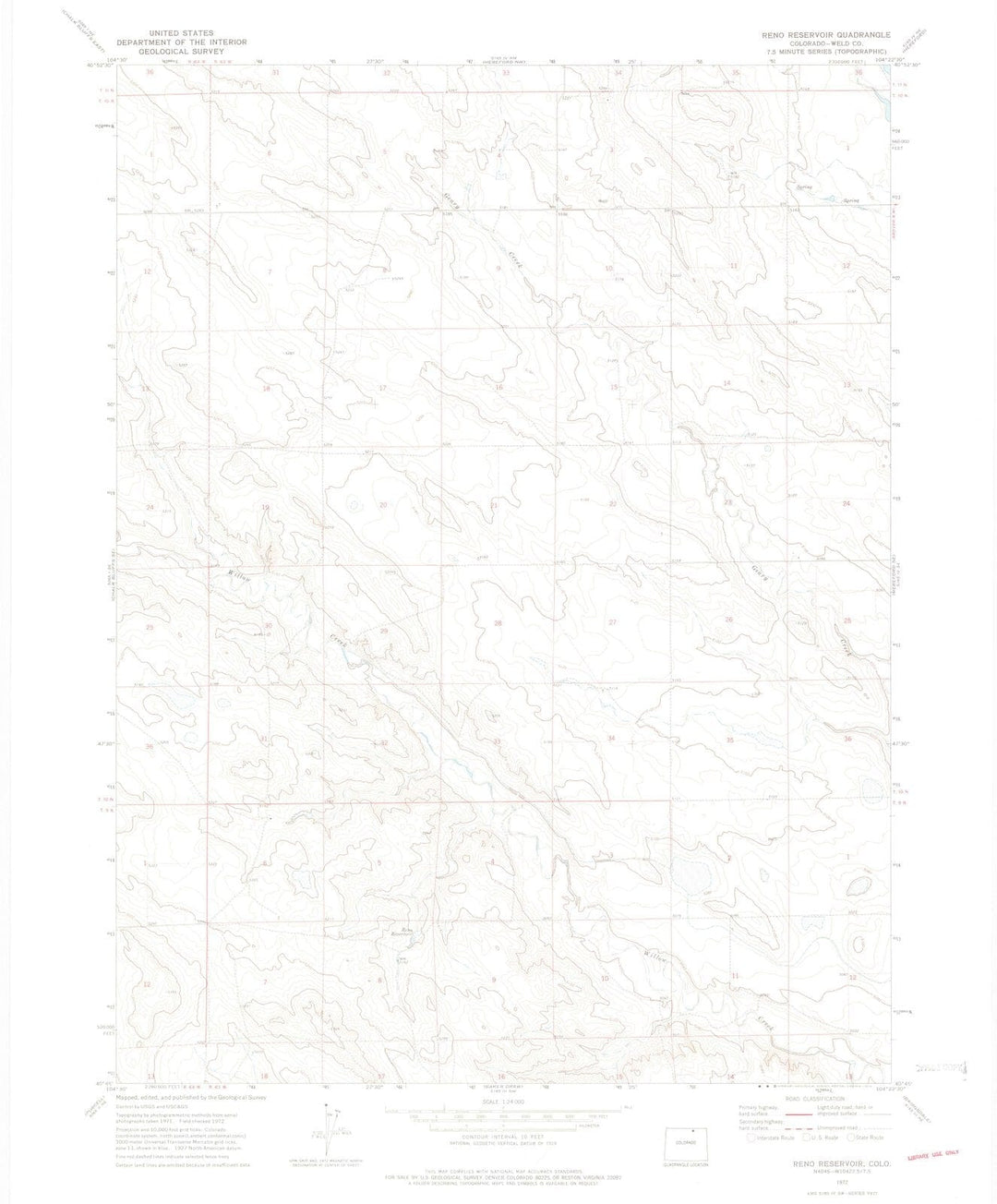 1972 Reno Reservoir, CO - Colorado - USGS Topographic Map