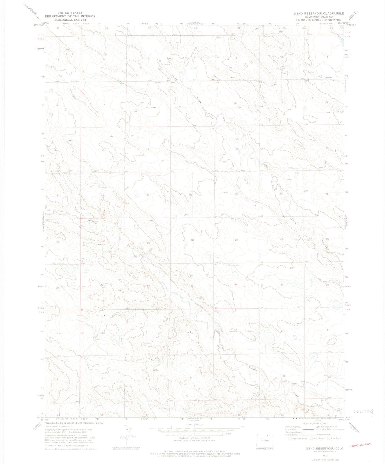 1972 Reno Reservoir, CO - Colorado - USGS Topographic Map