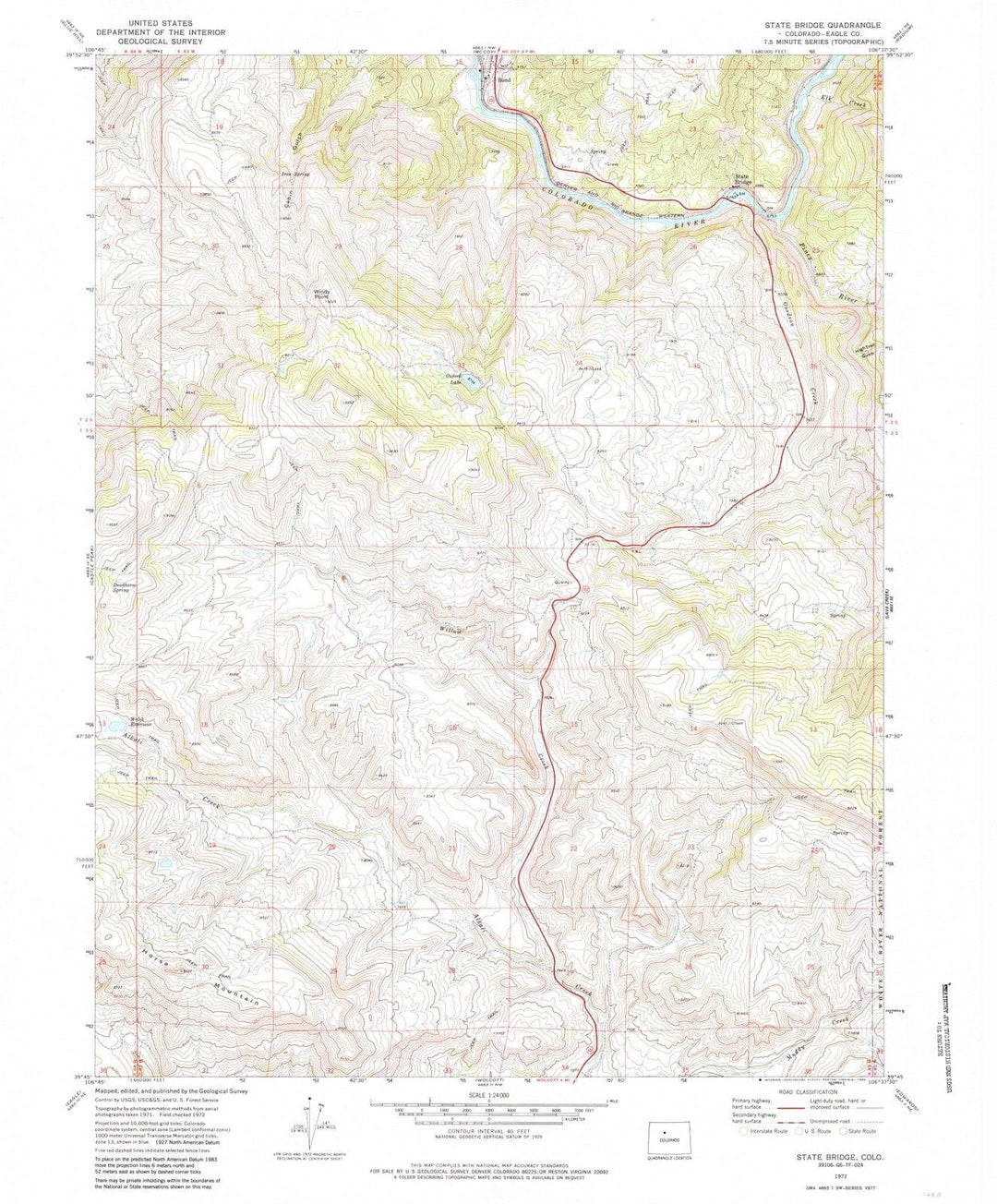 1972 State Bridge, CO - Colorado - USGS Topographic Map