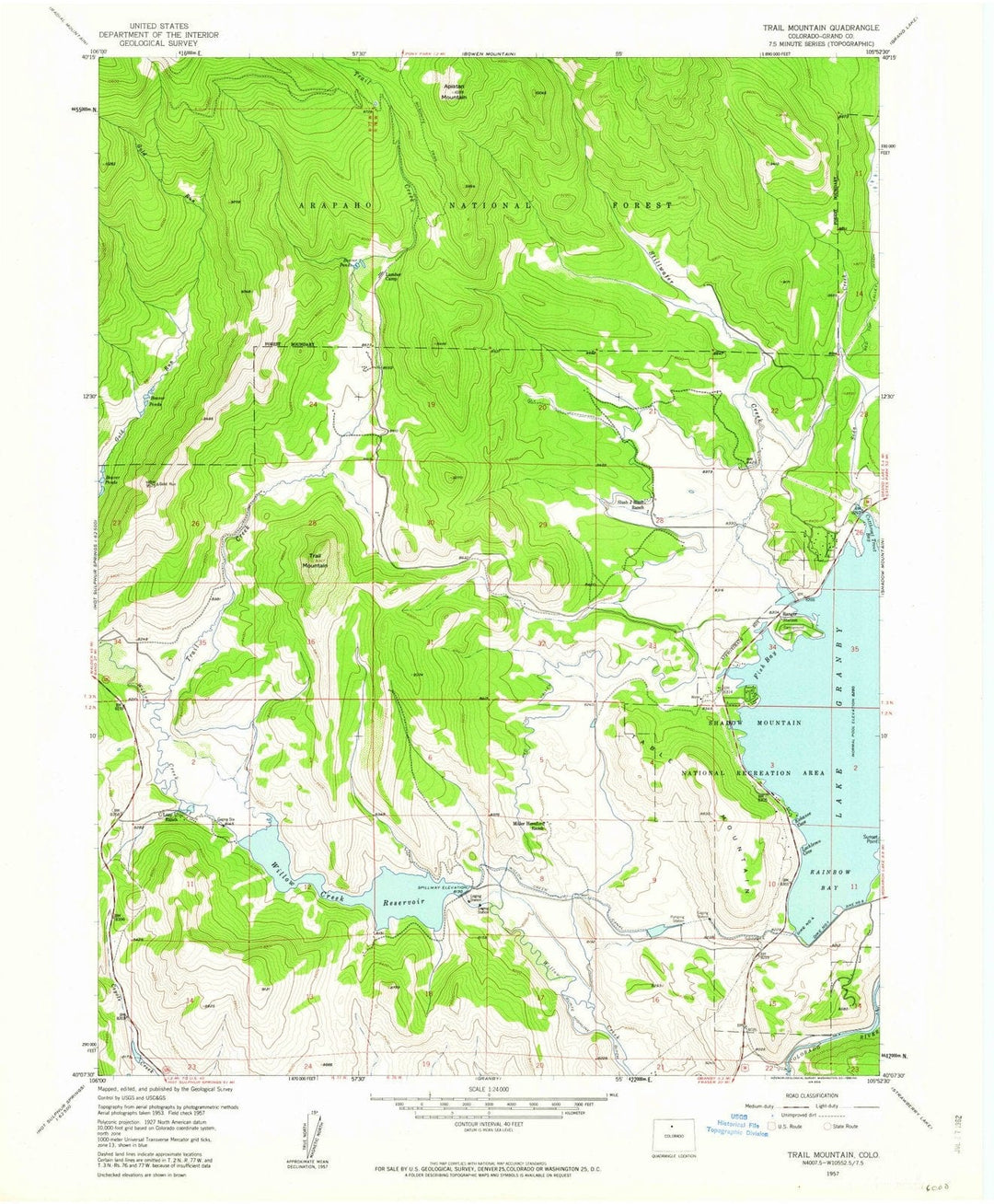 1957 Trail Mountain, CO - Colorado - USGS Topographic Map