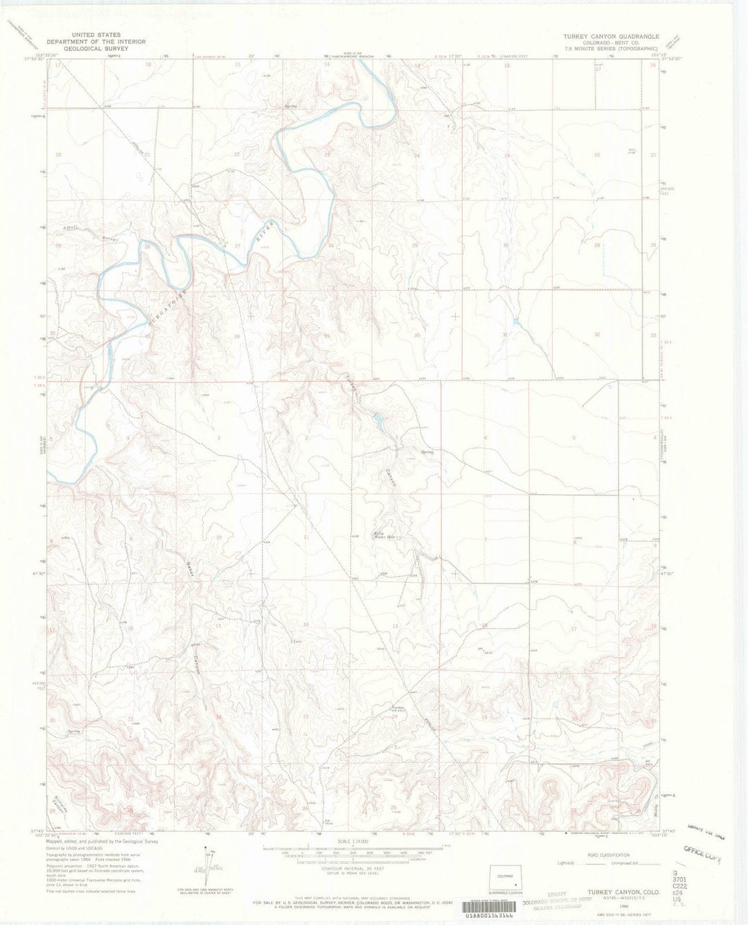 1966 Turkey Canyon, CO - Colorado - USGS Topographic Map