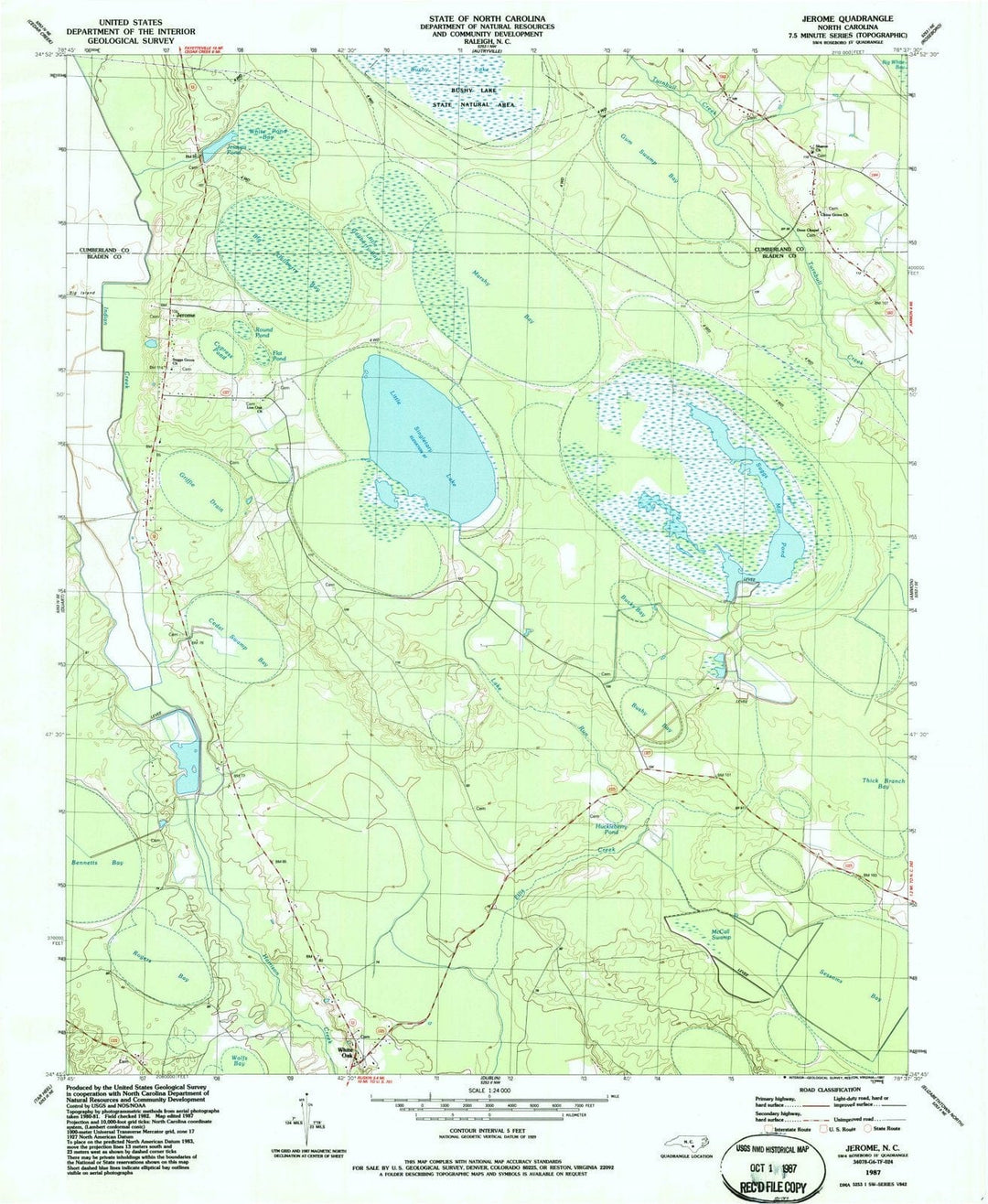 1987 Jerome, NC - North Carolina - USGS Topographic Map