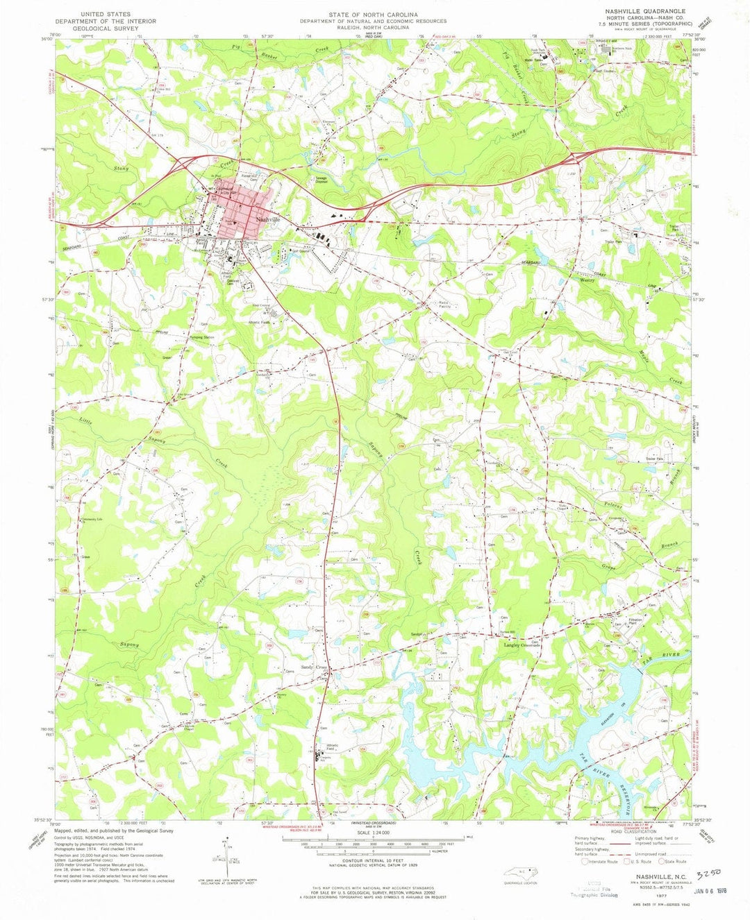 1977 Nashville, NC - North Carolina - USGS Topographic Map