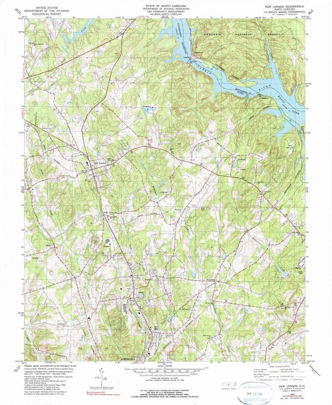 1980 New London, NC - North Carolina - USGS Topographic Map