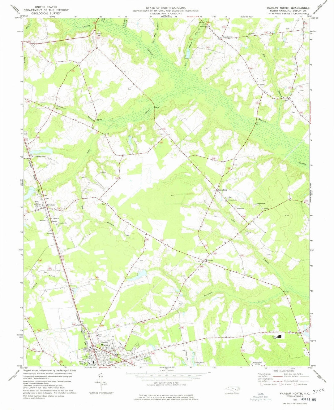 1977 Warsaw North, NC - North Carolina - USGS Topographic Map