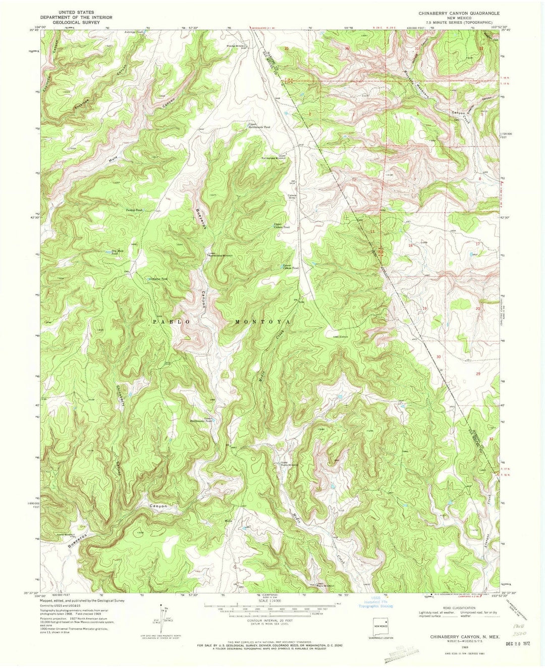 1969 Chinaberry Canyon, NM - New Mexico - USGS Topographic Map