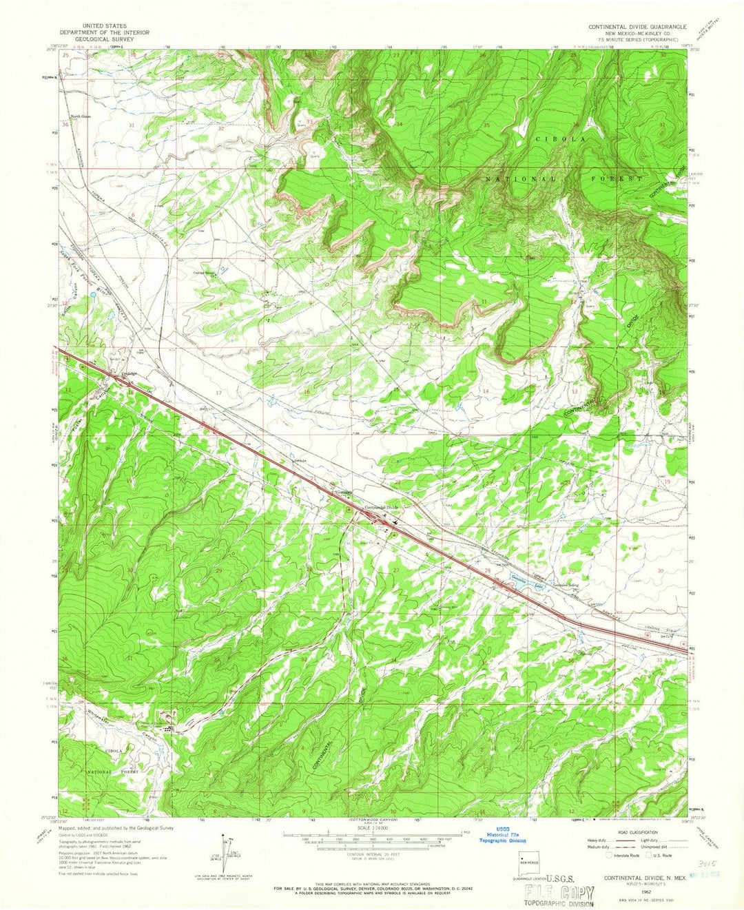 1962 Continentalivide, NM - New Mexico - USGS Topographic Map