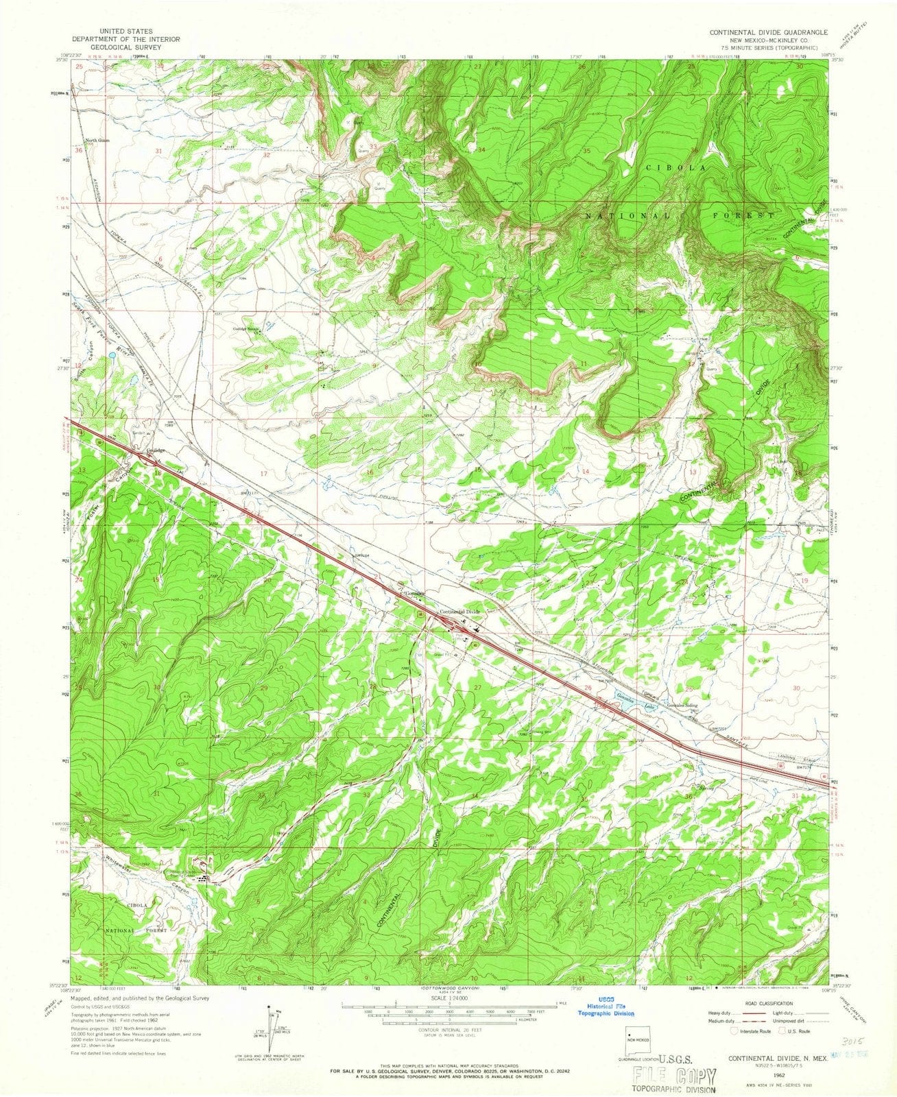 1962 Continentalivide, NM - New Mexico - USGS Topographic Map