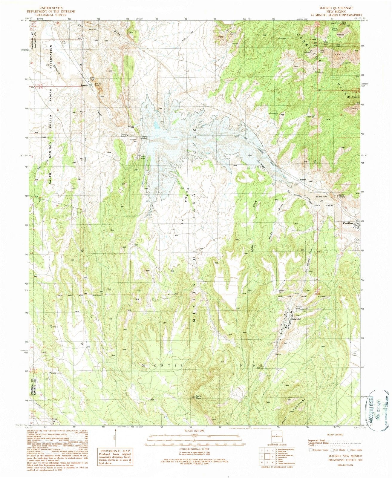 1990 Madrid, NM - New Mexico - USGS Topographic Map