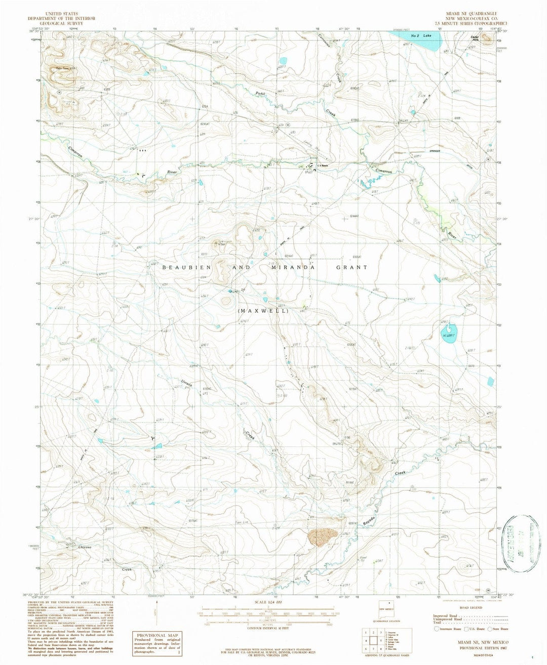 1987 Miami, NM - New Mexico - USGS Topographic Map