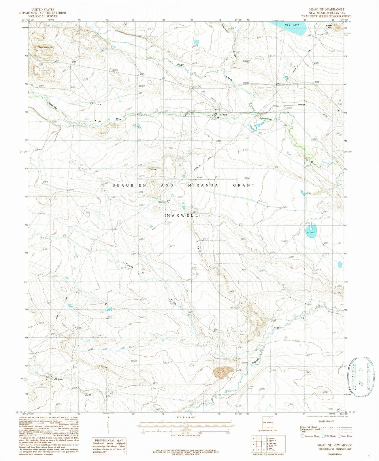 1987 Miami, NM - New Mexico - USGS Topographic Map