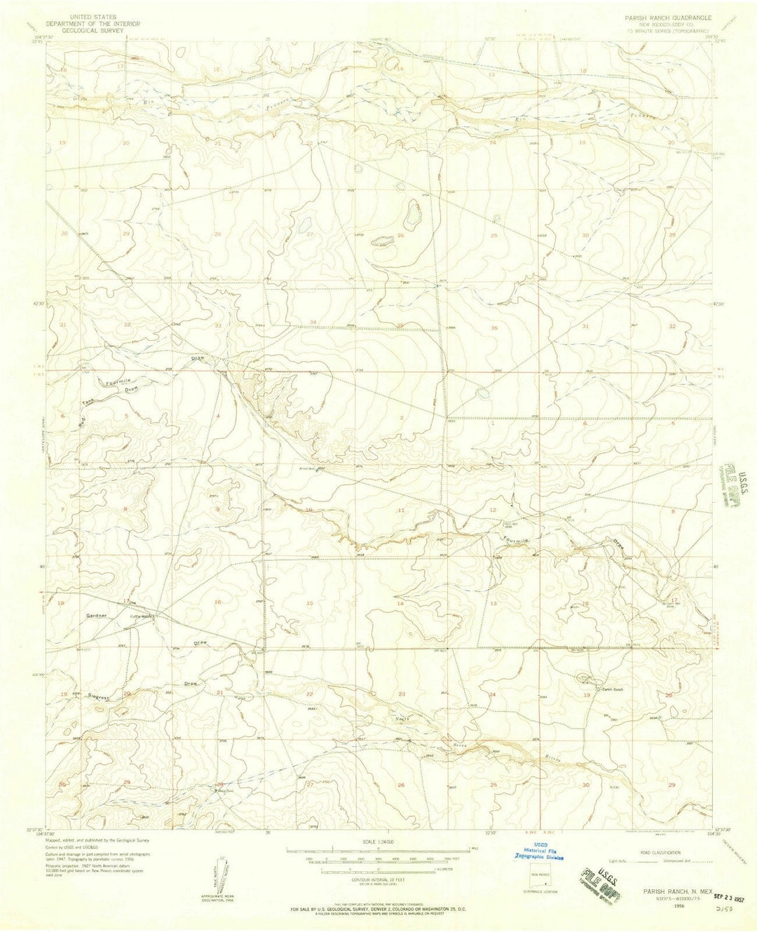 1956 Parish Ranch, NM - New Mexico - USGS Topographic Map