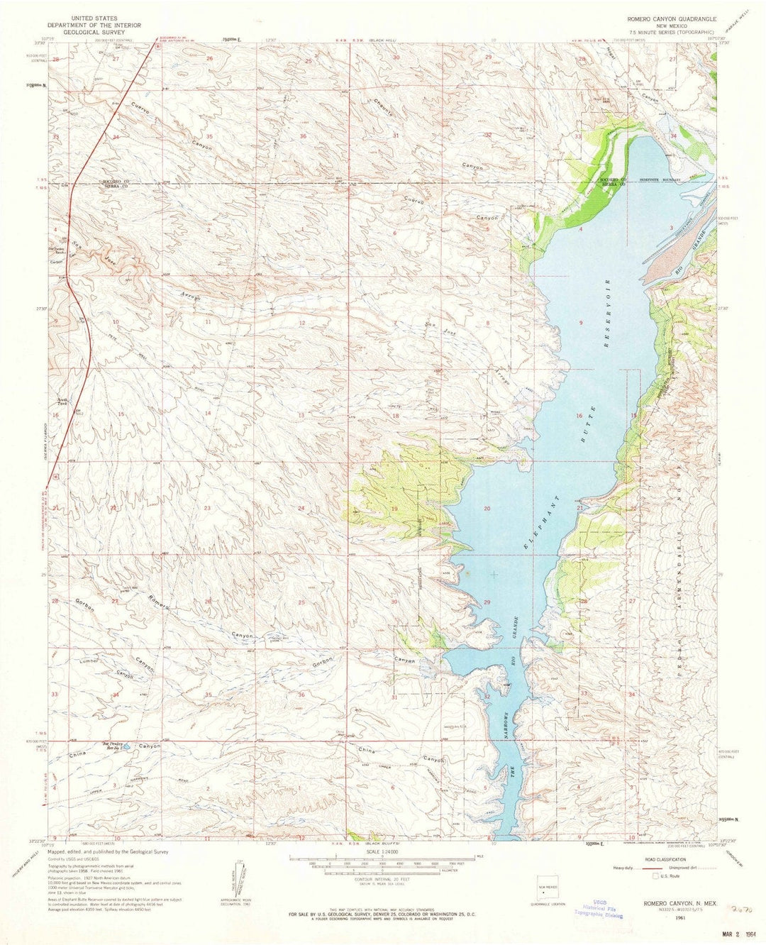 1961 Romero Canyon, NM - New Mexico - USGS Topographic Map