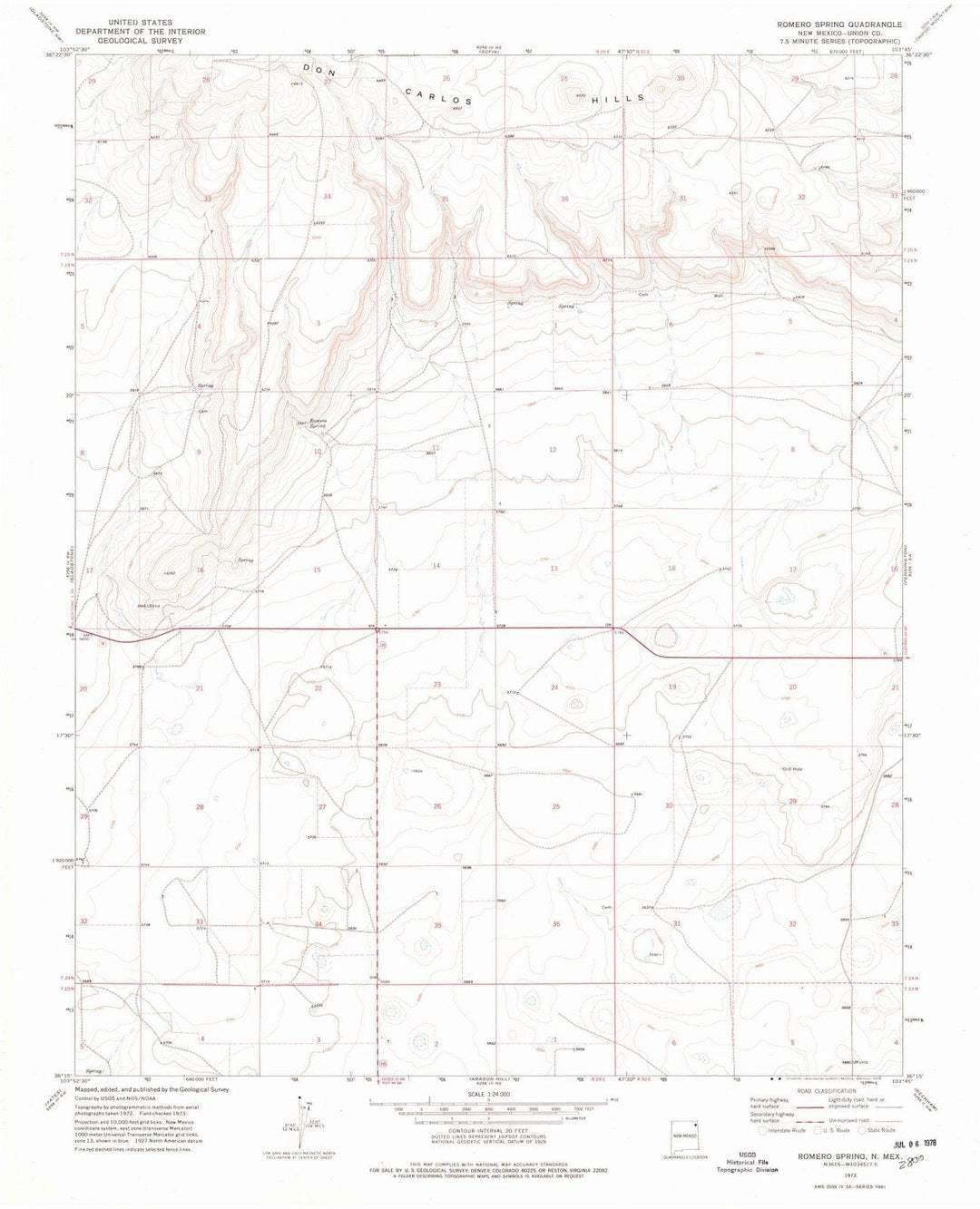 1973 Romero Spring, NM - New Mexico - USGS Topographic Map