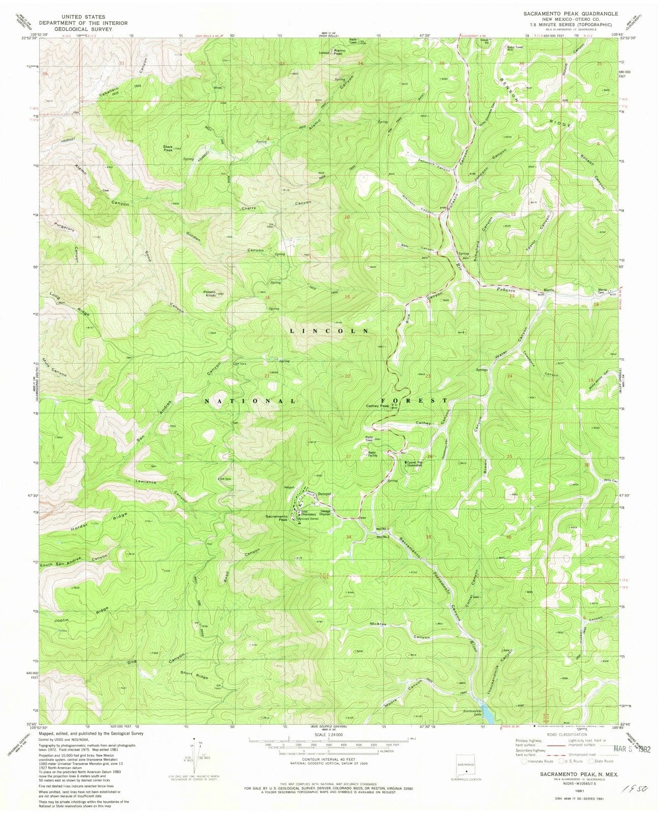 1981 Sacramento Peak, NM - New Mexico - USGS Topographic Map