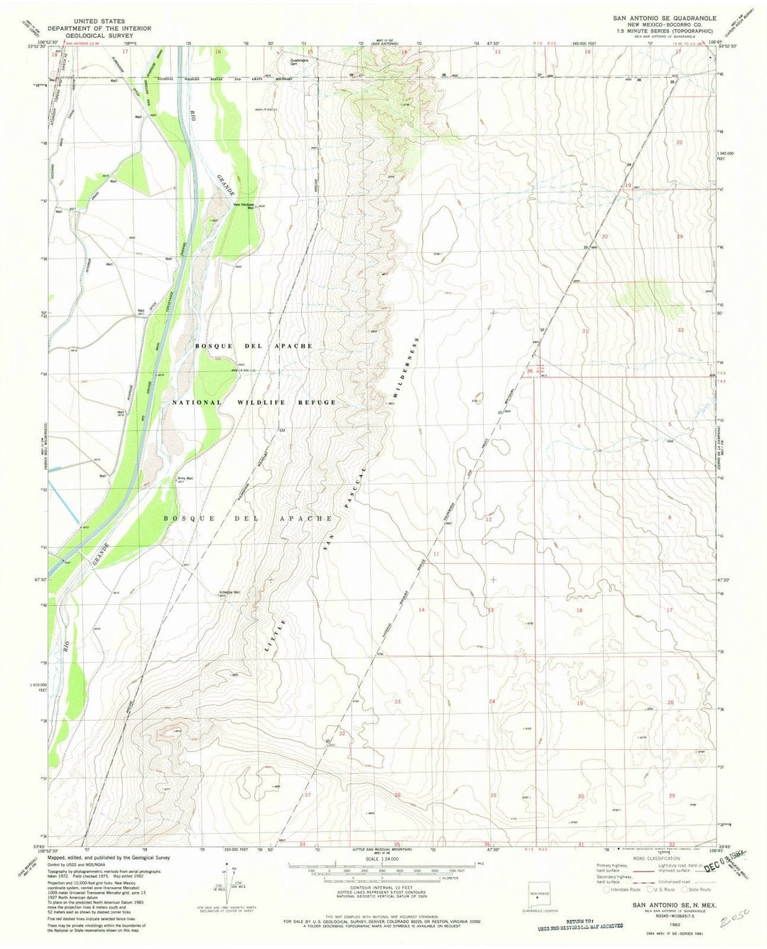 1982 San Antonio, NM - New Mexico - USGS Topographic Map