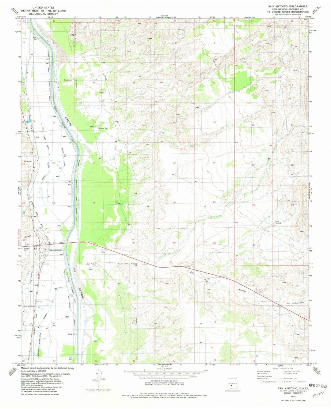 1981 San Antonio, NM - New Mexico - USGS Topographic Map