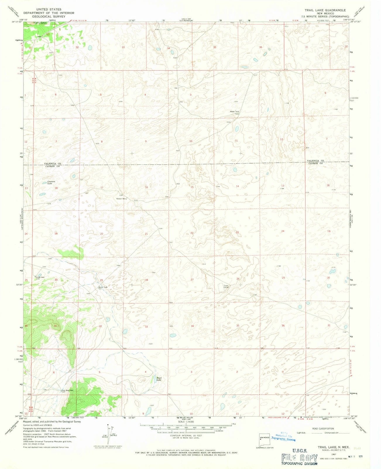 1967 Trail Lake, NM - New Mexico - USGS Topographic Map