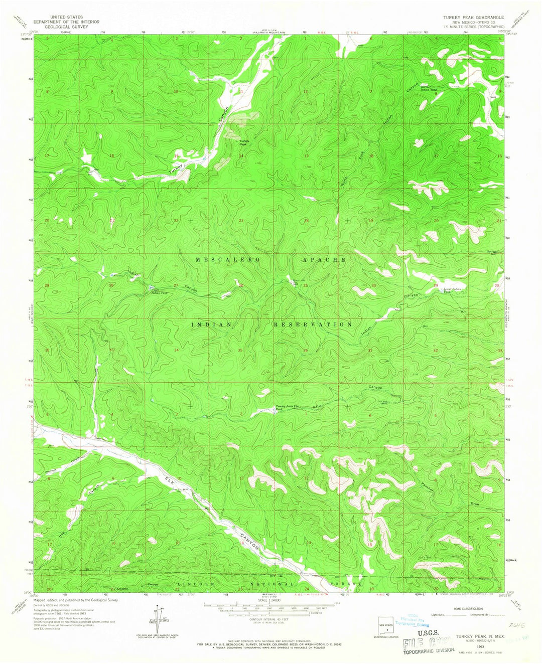 1963 Turkey Peak, NM - New Mexico - USGS Topographic Map