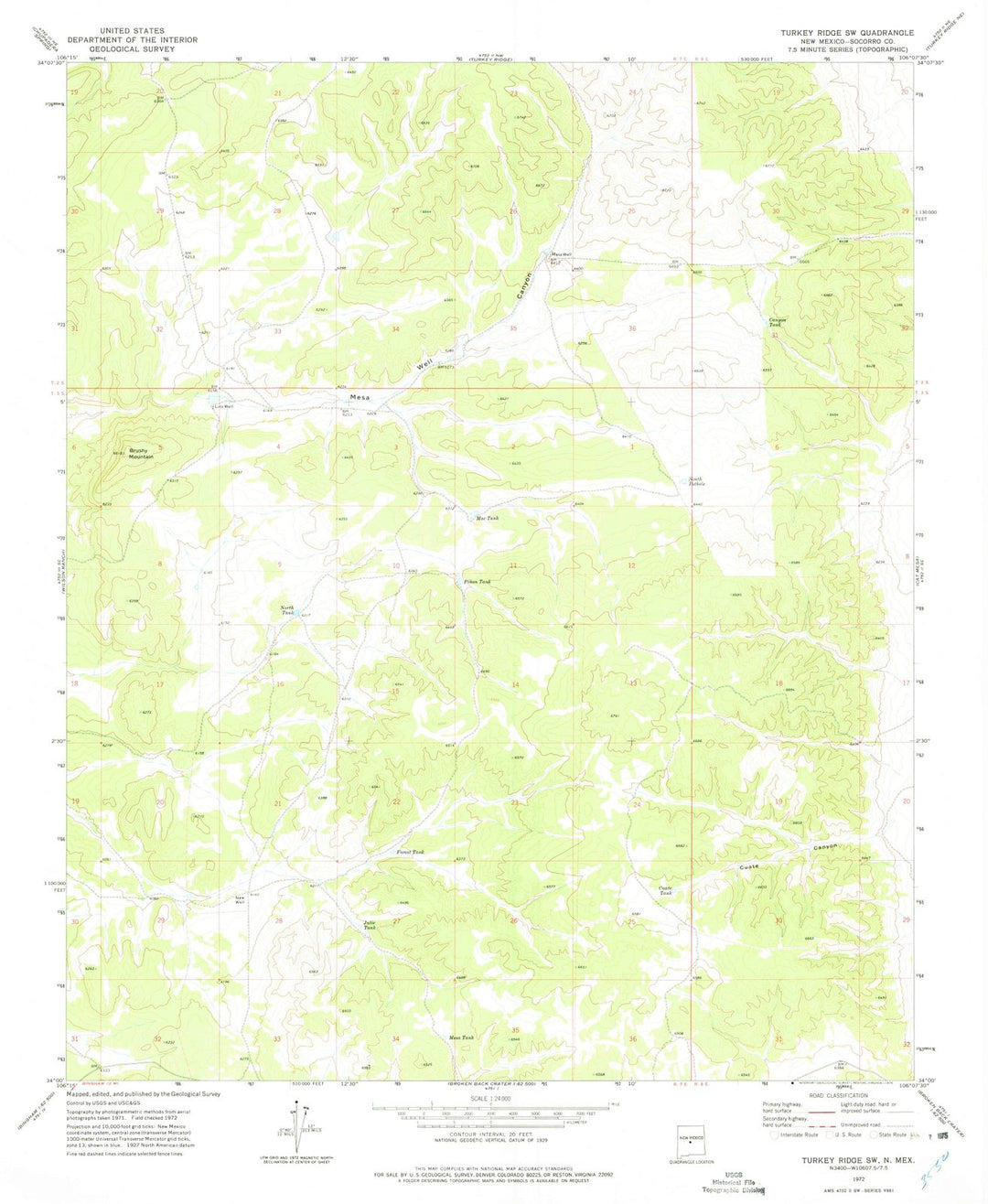 1972 Turkey Ridge, NM - New Mexico - USGS Topographic Map v2