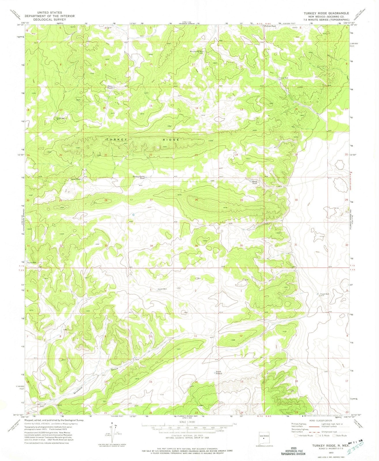 1972 Turkey Ridge, NM - New Mexico - USGS Topographic Map v3