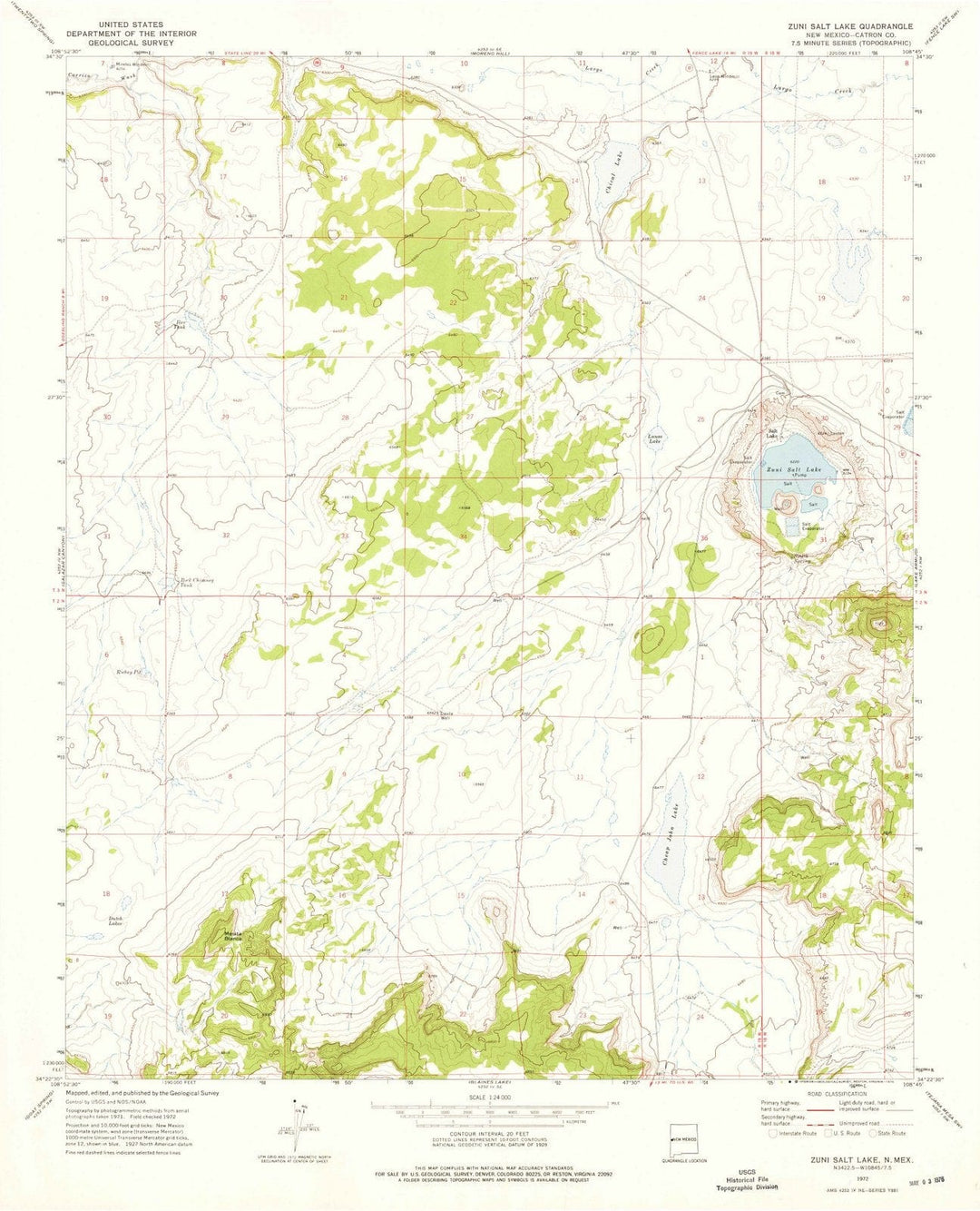 1972 Zuni Salt Lake, NM - New Mexico - USGS Topographic Map