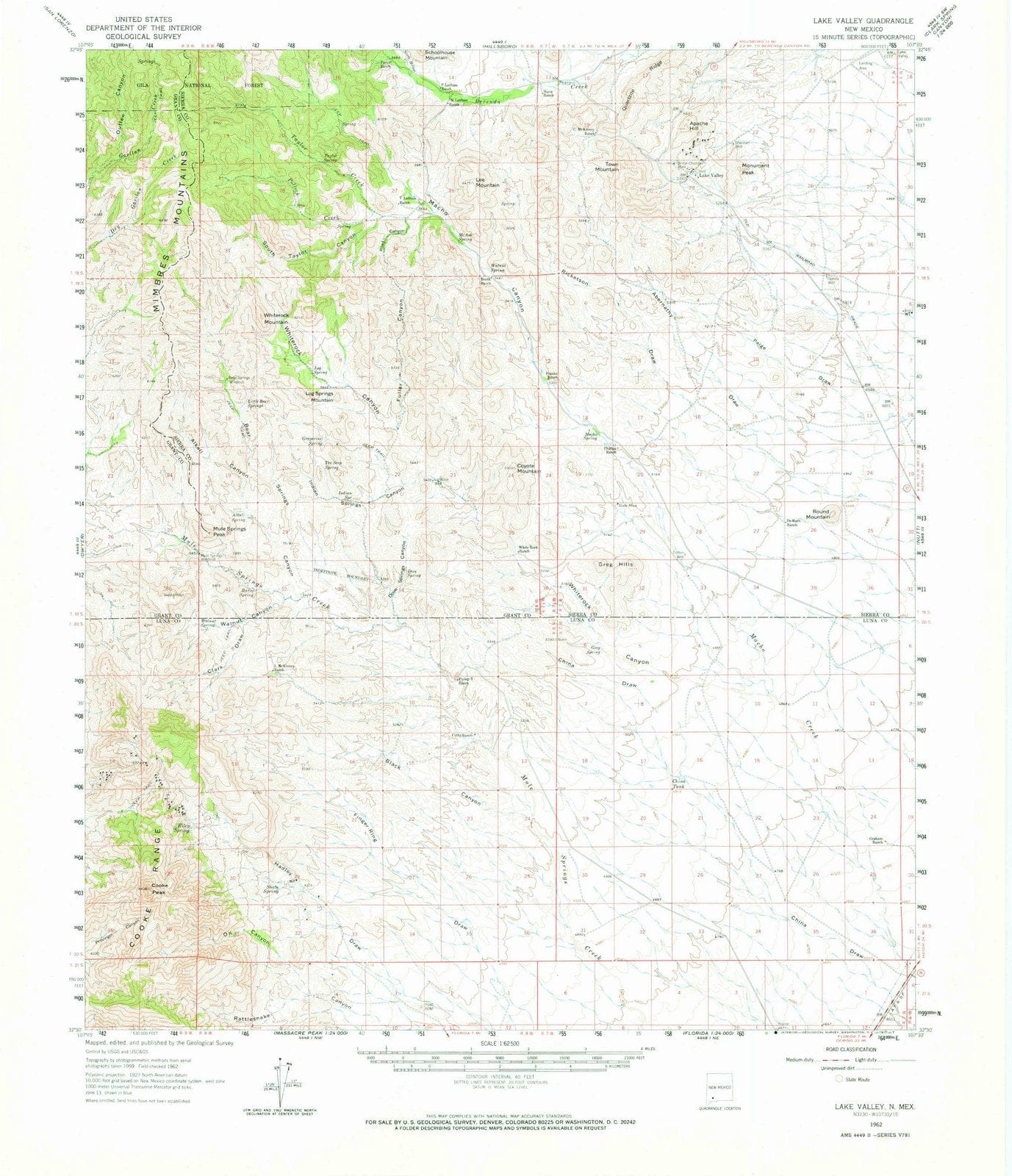 1962 Lake Valley, NM - New Mexico - USGS Topographic Map