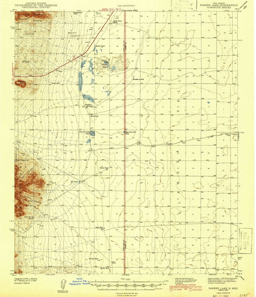 1943 Parker Lake, NM - New Mexico - USGS Topographic Map