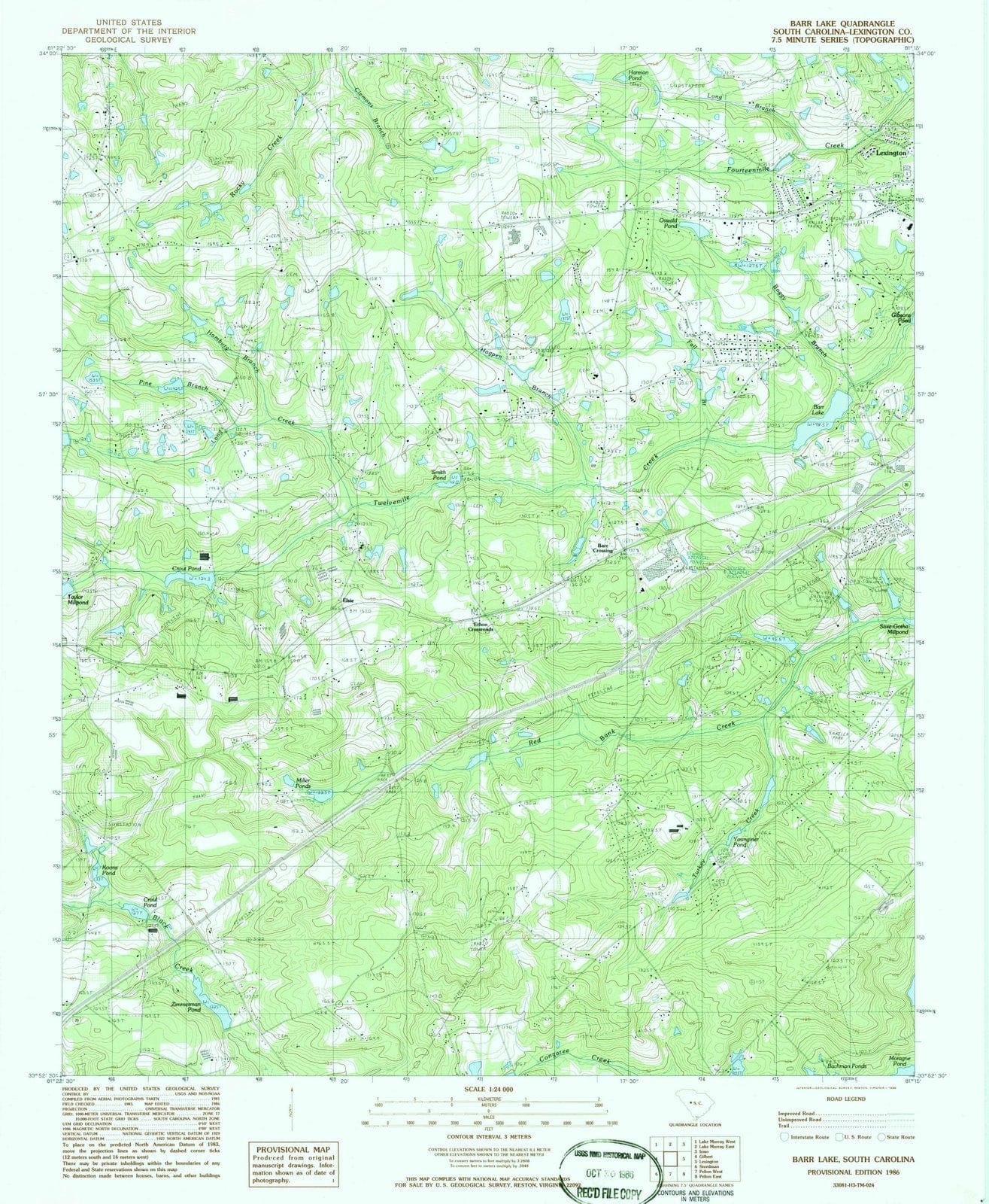 1986 Barr Lake, SC - South Carolina - USGS Topographic Map