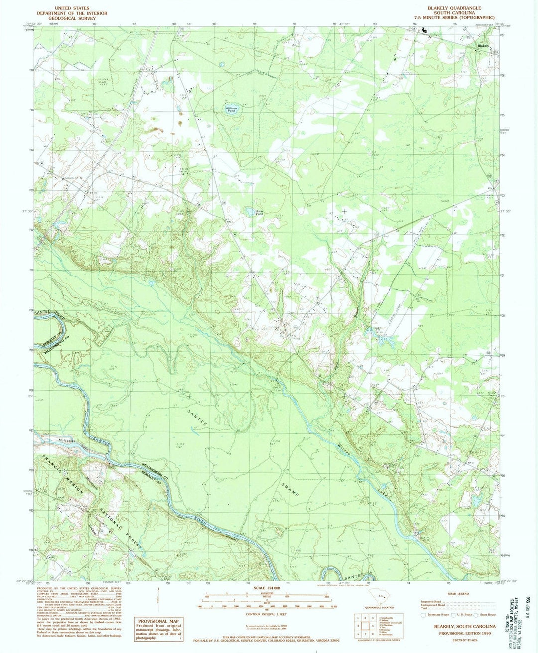 1990 Blakely, SC - South Carolina - USGS Topographic Map