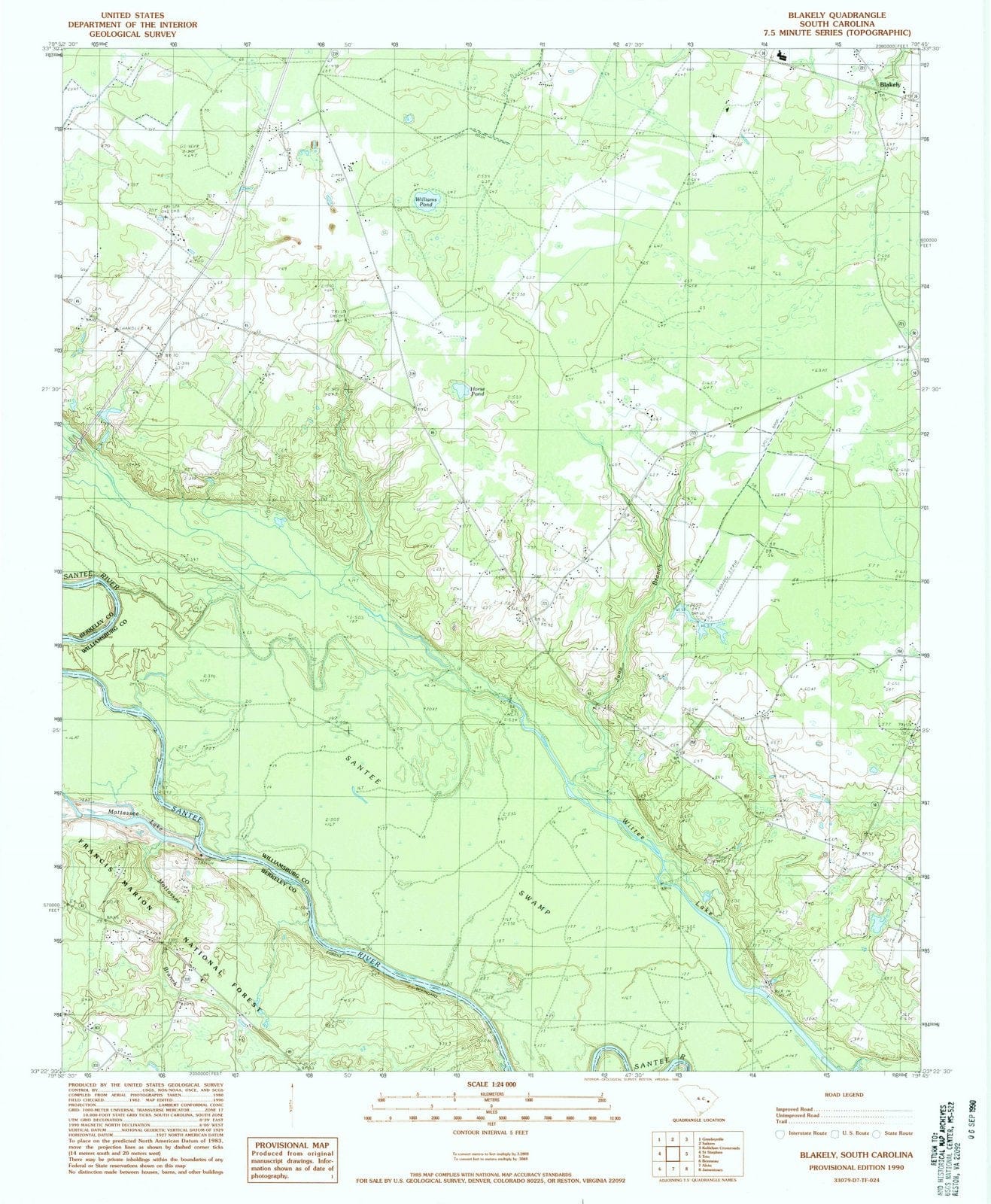 1990 Blakely, SC - South Carolina - USGS Topographic Map