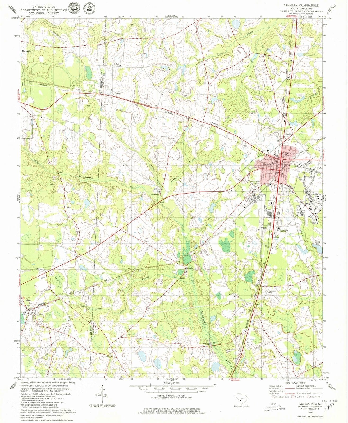 1979 Denmark, SC - South Carolina - USGS Topographic Map