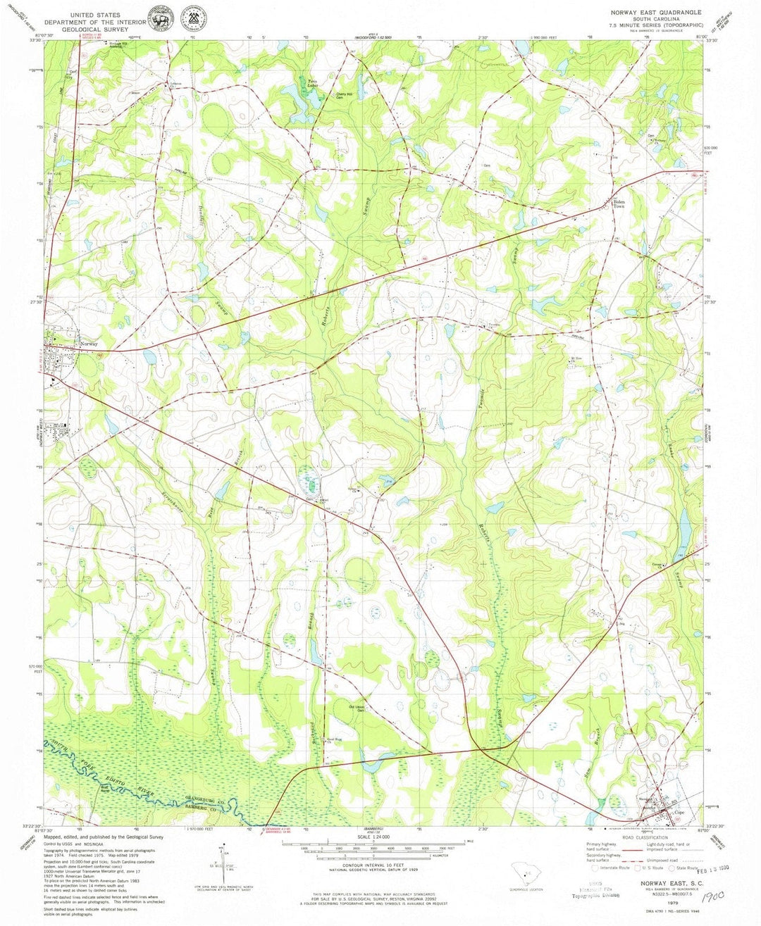 1979 Norway East, SC - South Carolina - USGS Topographic Map