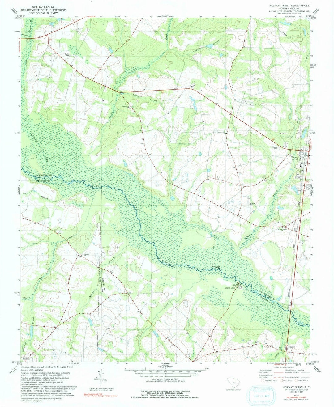 1979 Norway West, SC - South Carolina - USGS Topographic Map