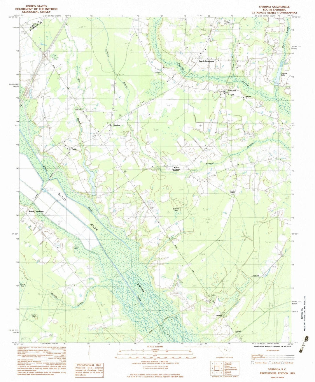 1983 Sardinia, SC - South Carolina - USGS Topographic Map