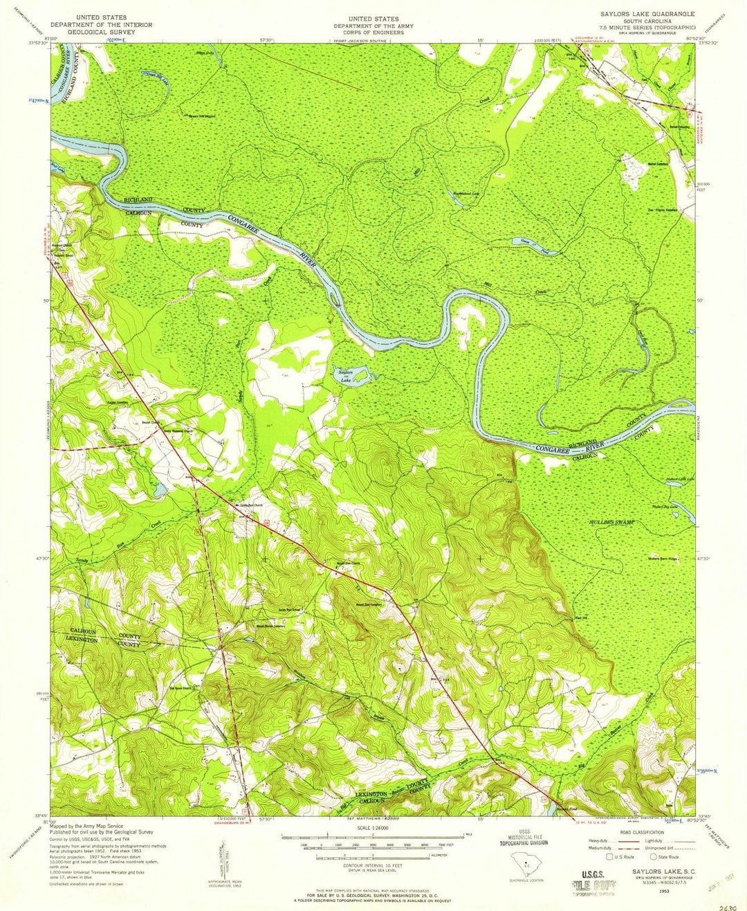 1953 Saylors Lake, SC - South Carolina - USGS Topographic Map