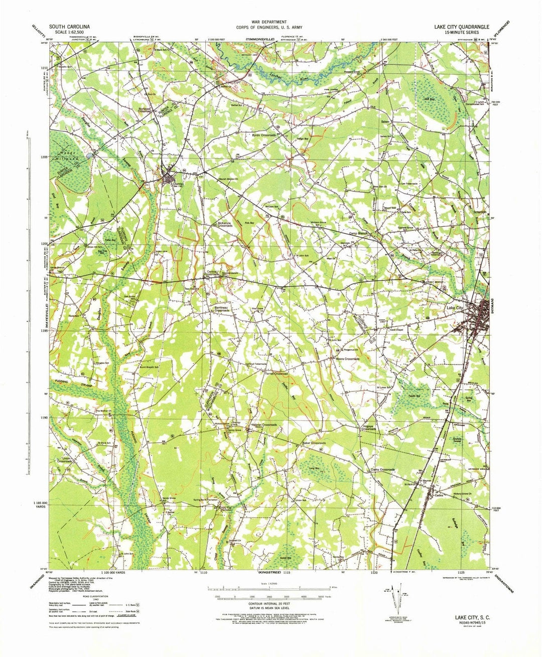 1946 Lake City, SC - South Carolina - USGS Topographic Map