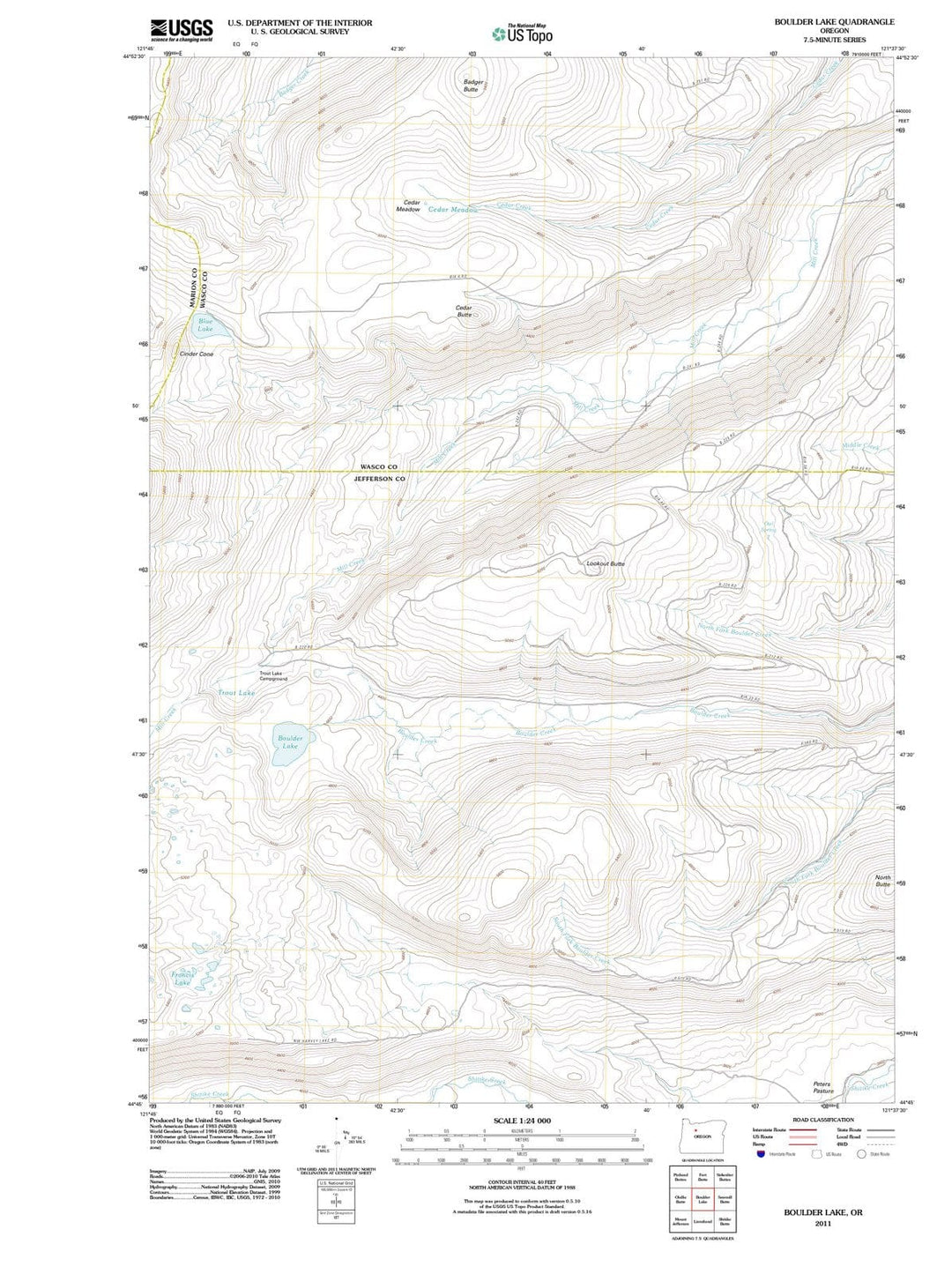 2011 Boulder Lake, OR - Oregon - USGS Topographic Map