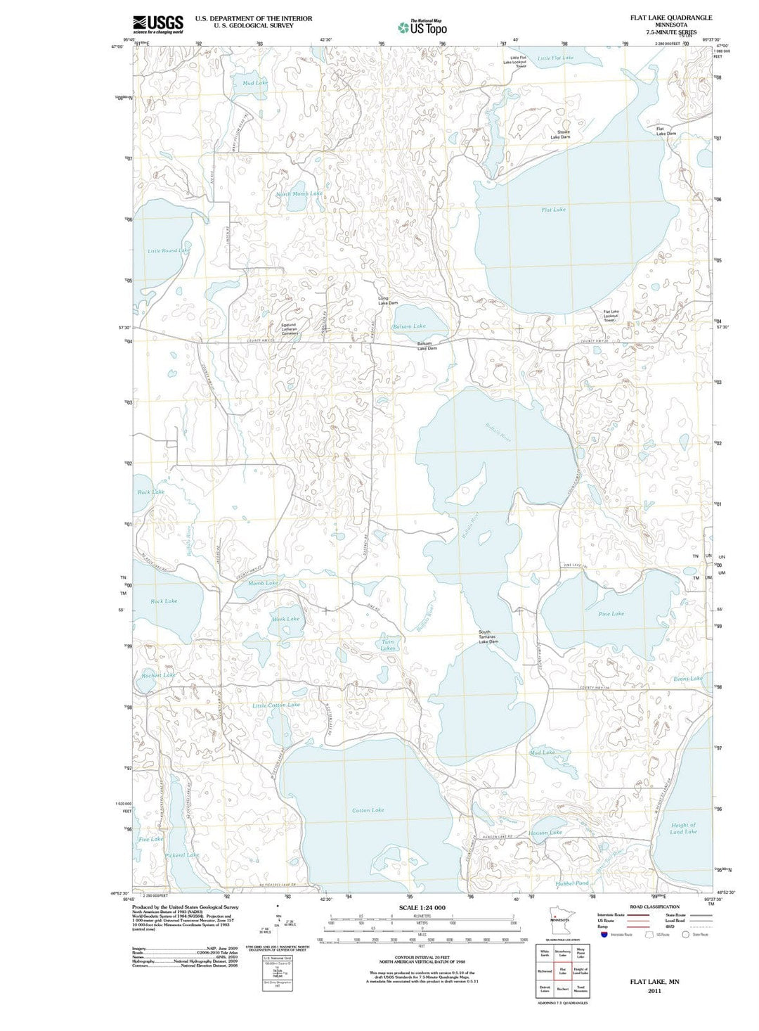 2011 Flat Lake, MN - Minnesota - USGS Topographic Map