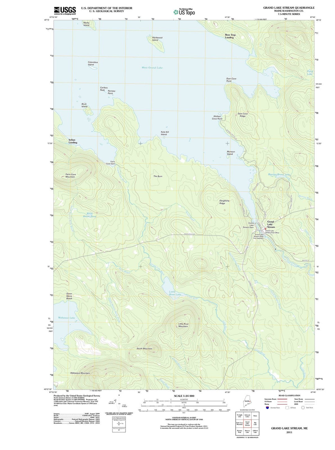 2011 Grand Lake Stream, ME - Maine - USGS Topographic Map