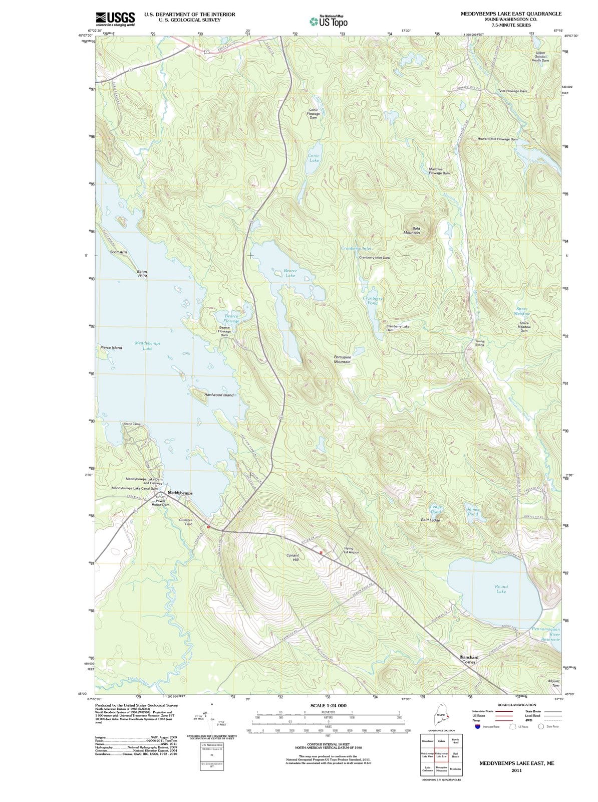 2011 Meddybemps Lake East, ME - Maine - USGS Topographic Map