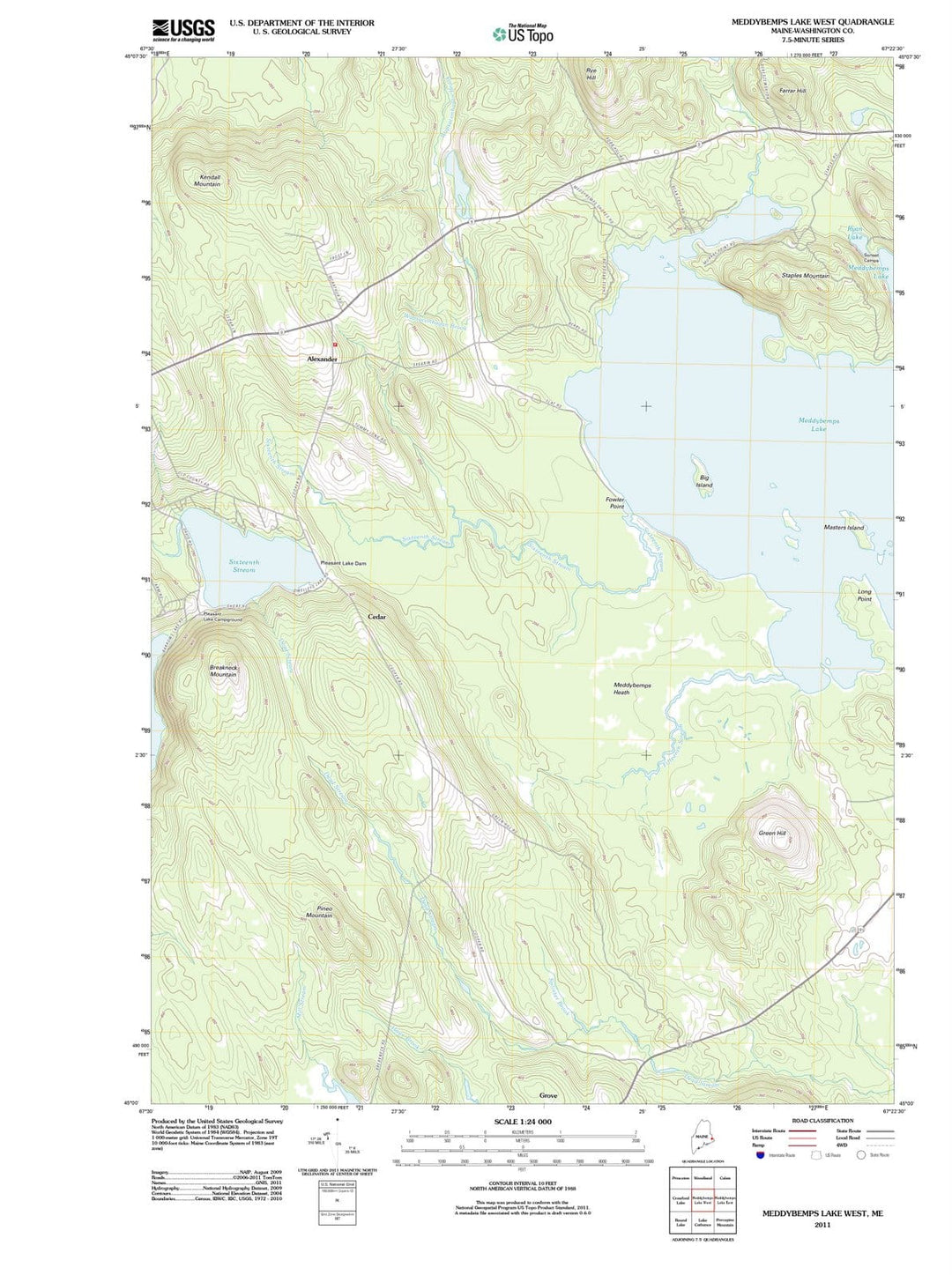 2011 Meddybemps Lake West, ME - Maine - USGS Topographic Map