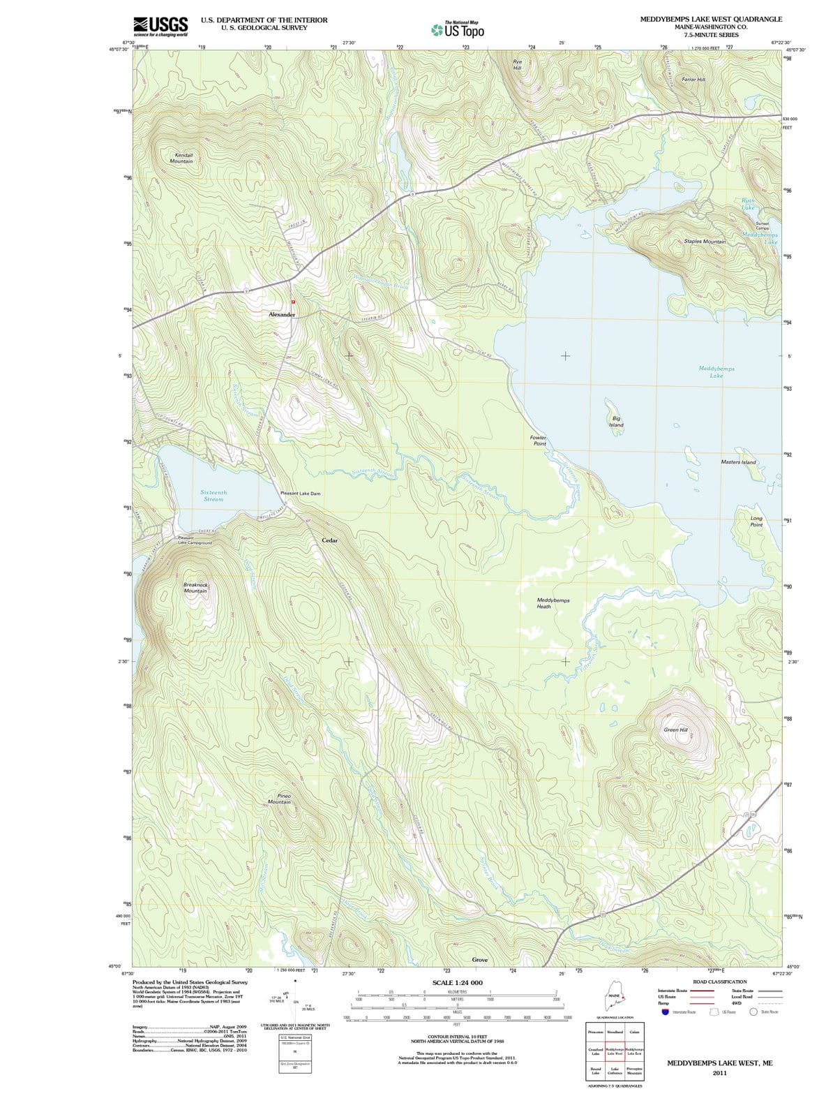 2011 Meddybemps Lake West, ME - Maine - USGS Topographic Map