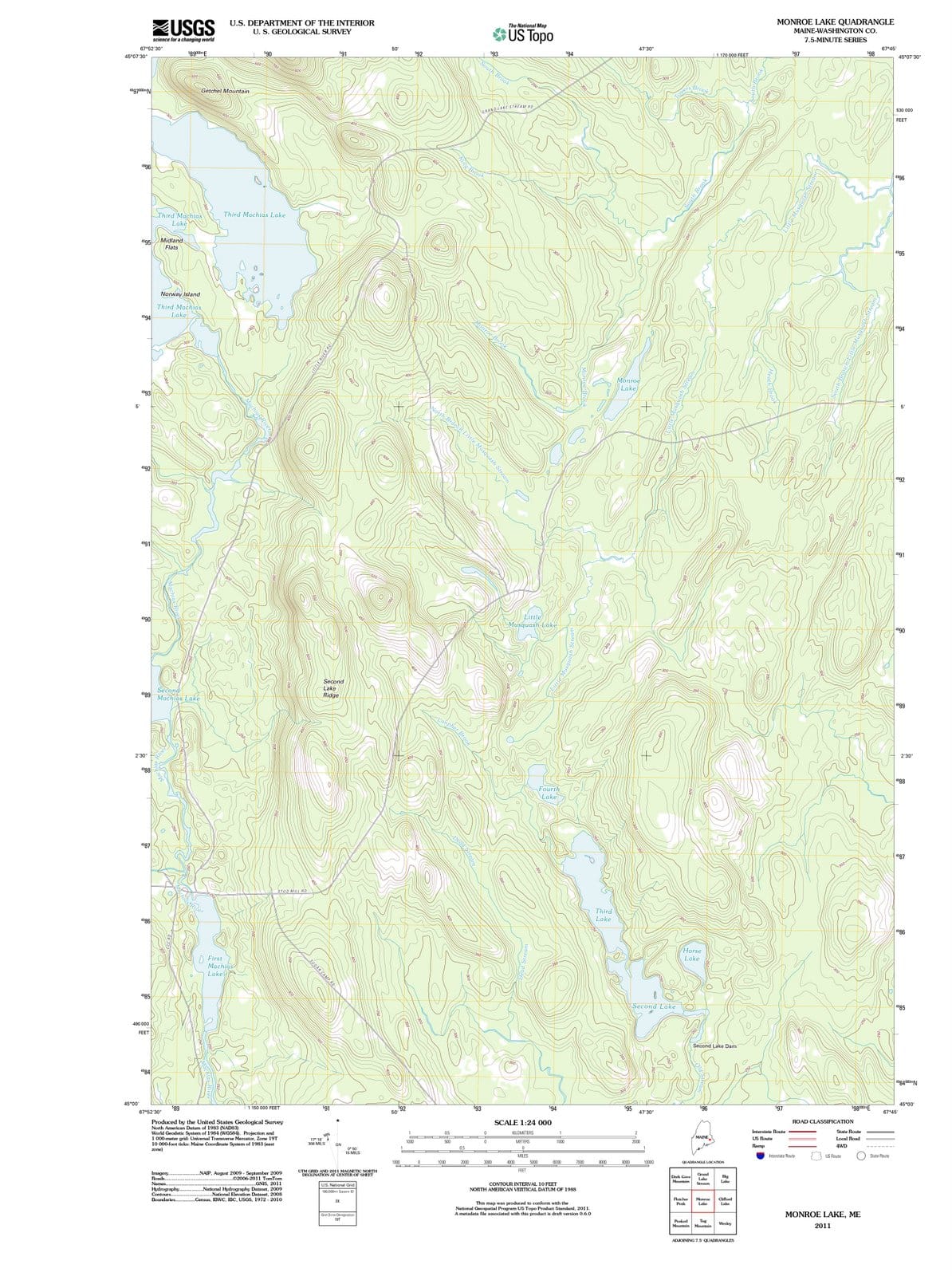 2011 Monroe Lake, ME - Maine - USGS Topographic Map