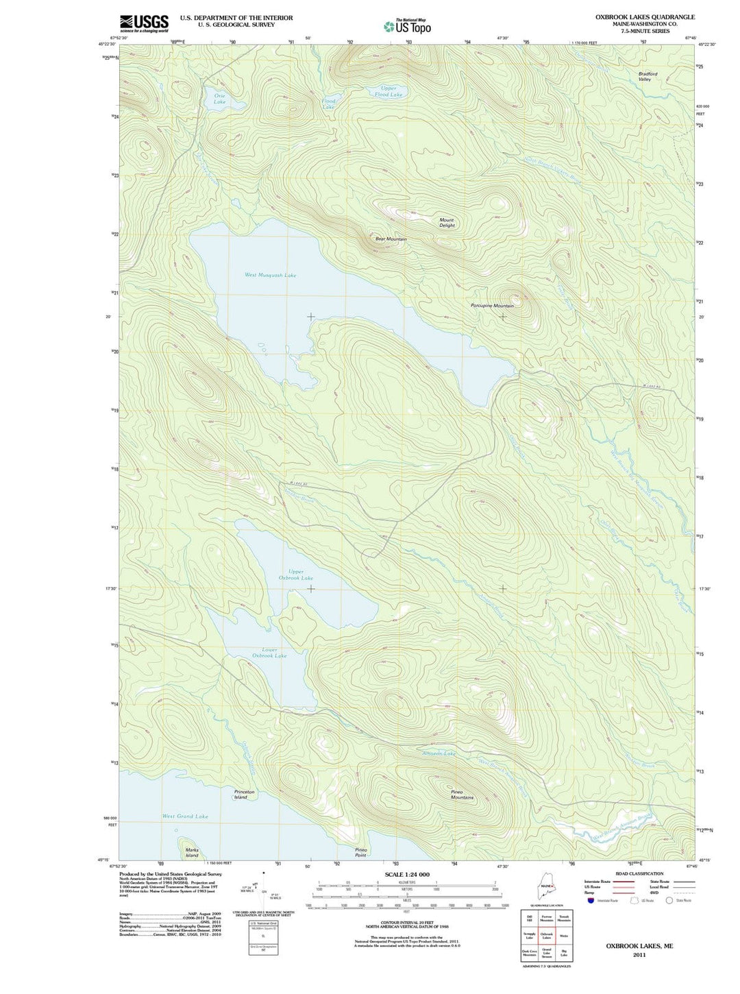 2011 Oxbrook Lakes, ME - Maine - USGS Topographic Map