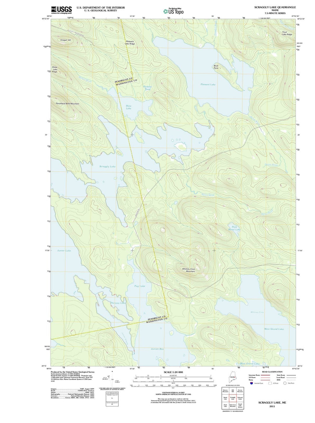 2011 Scraggly Lake, ME - Maine - USGS Topographic Map