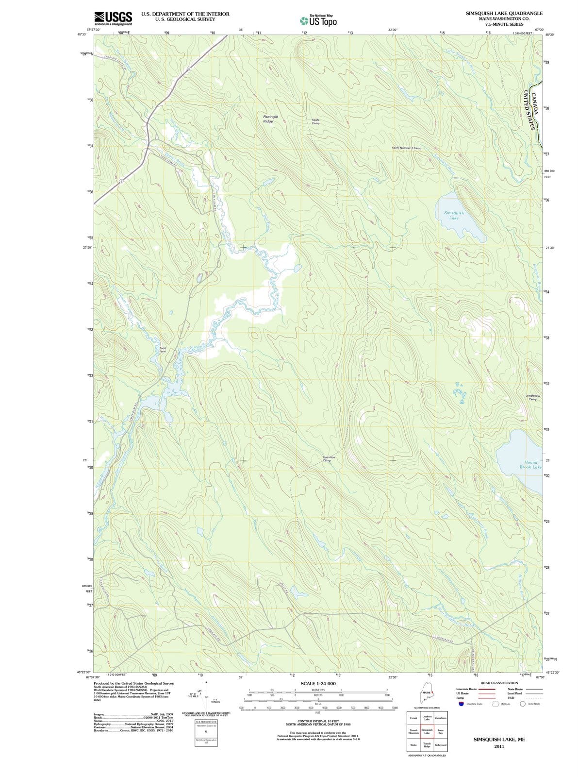 2011 Simsquish Lake, ME - Maine - USGS Topographic Map