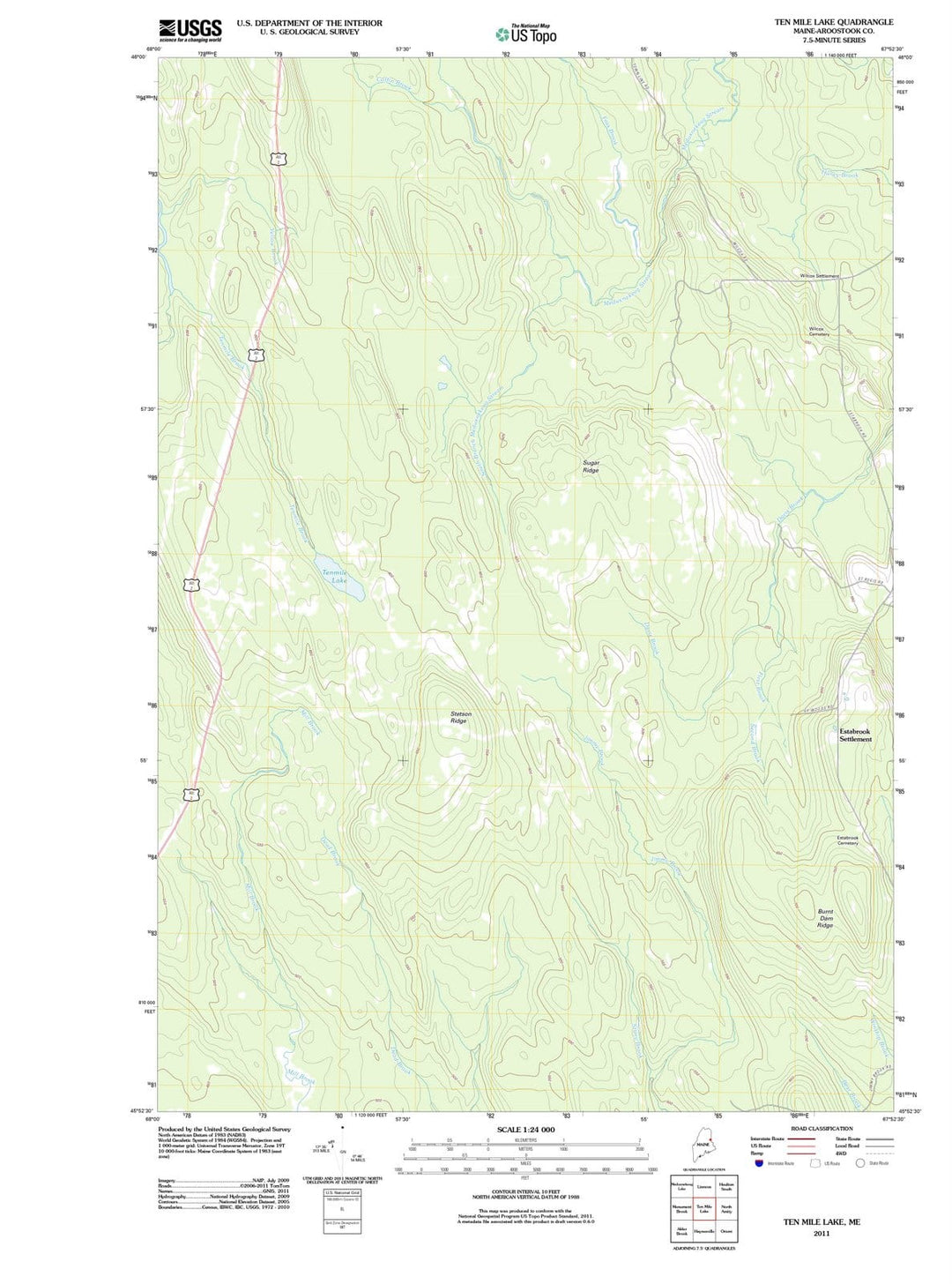 2011 Ten Mile Lake, ME - Maine - USGS Topographic Map