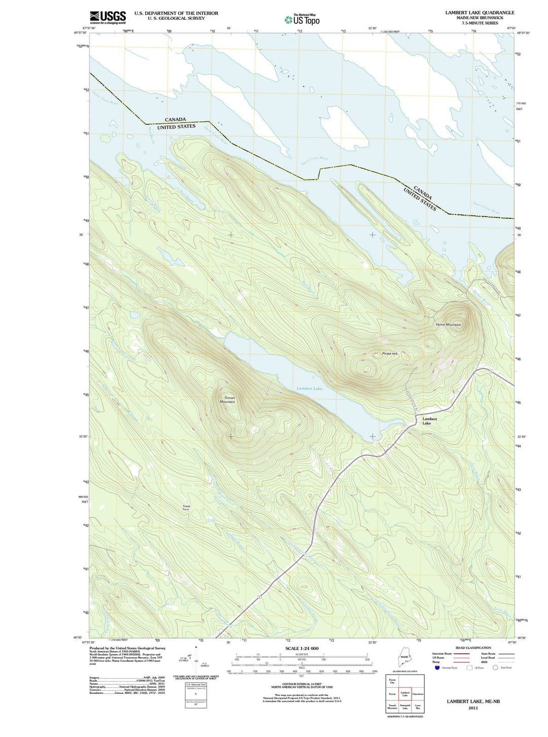 2011 Lambert Lake, ME - Maine - USGS Topographic Map