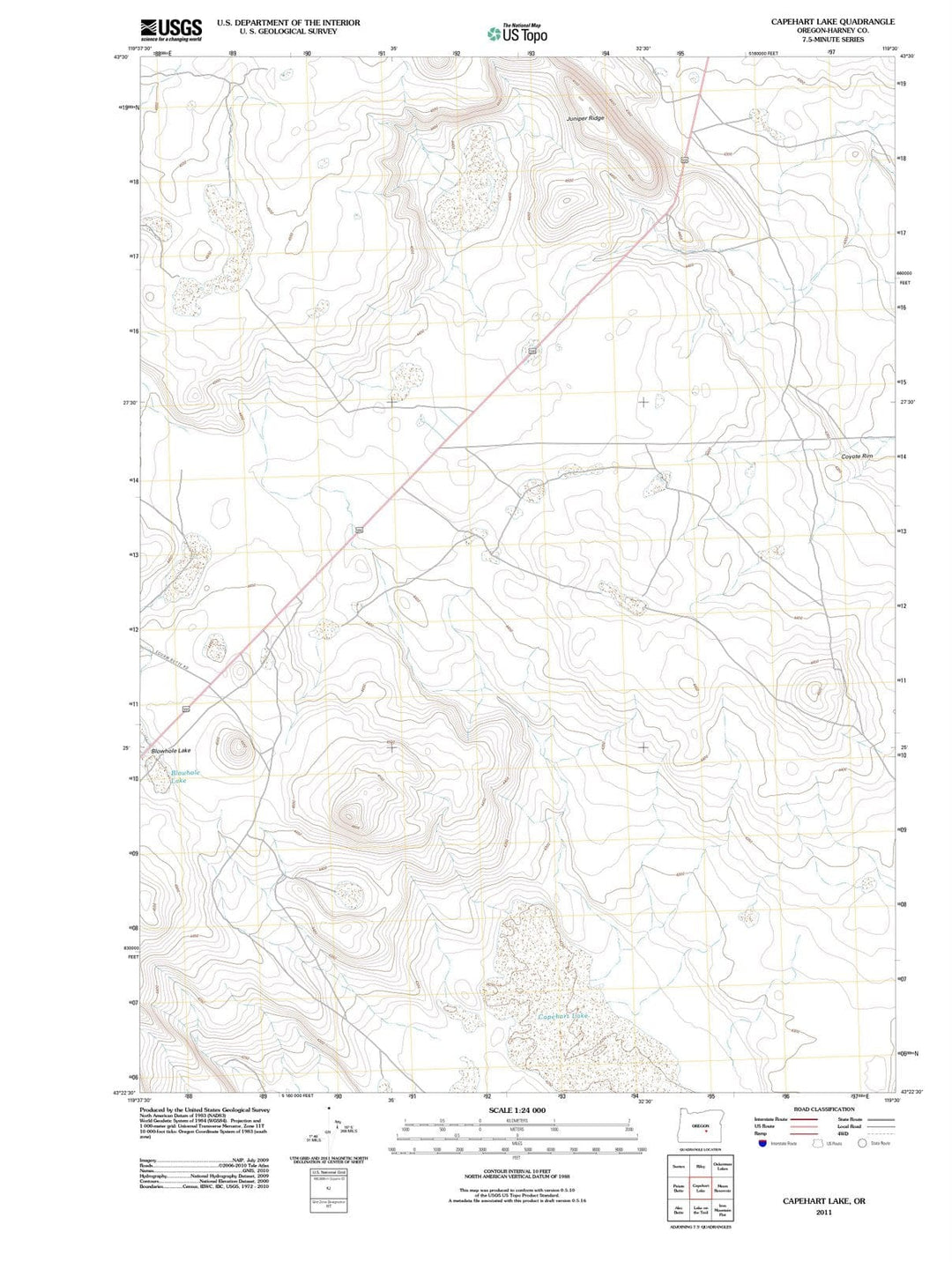 2011 Capehart Lake, OR - Oregon - USGS Topographic Map